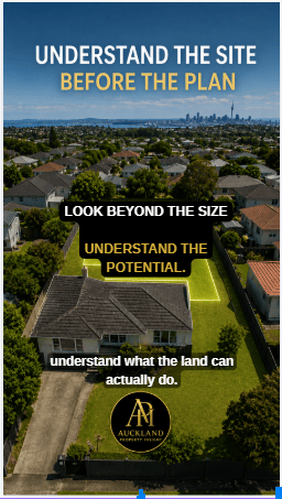 Auckland residential section illustrating that land size alone does not determine development potential