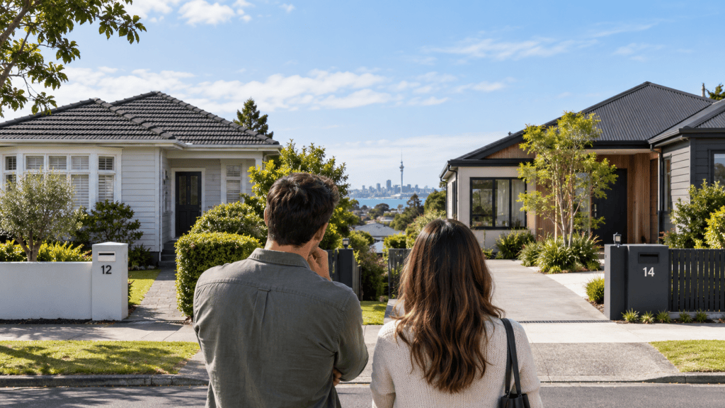Two Auckland homes being compared as part of a long-term property decision